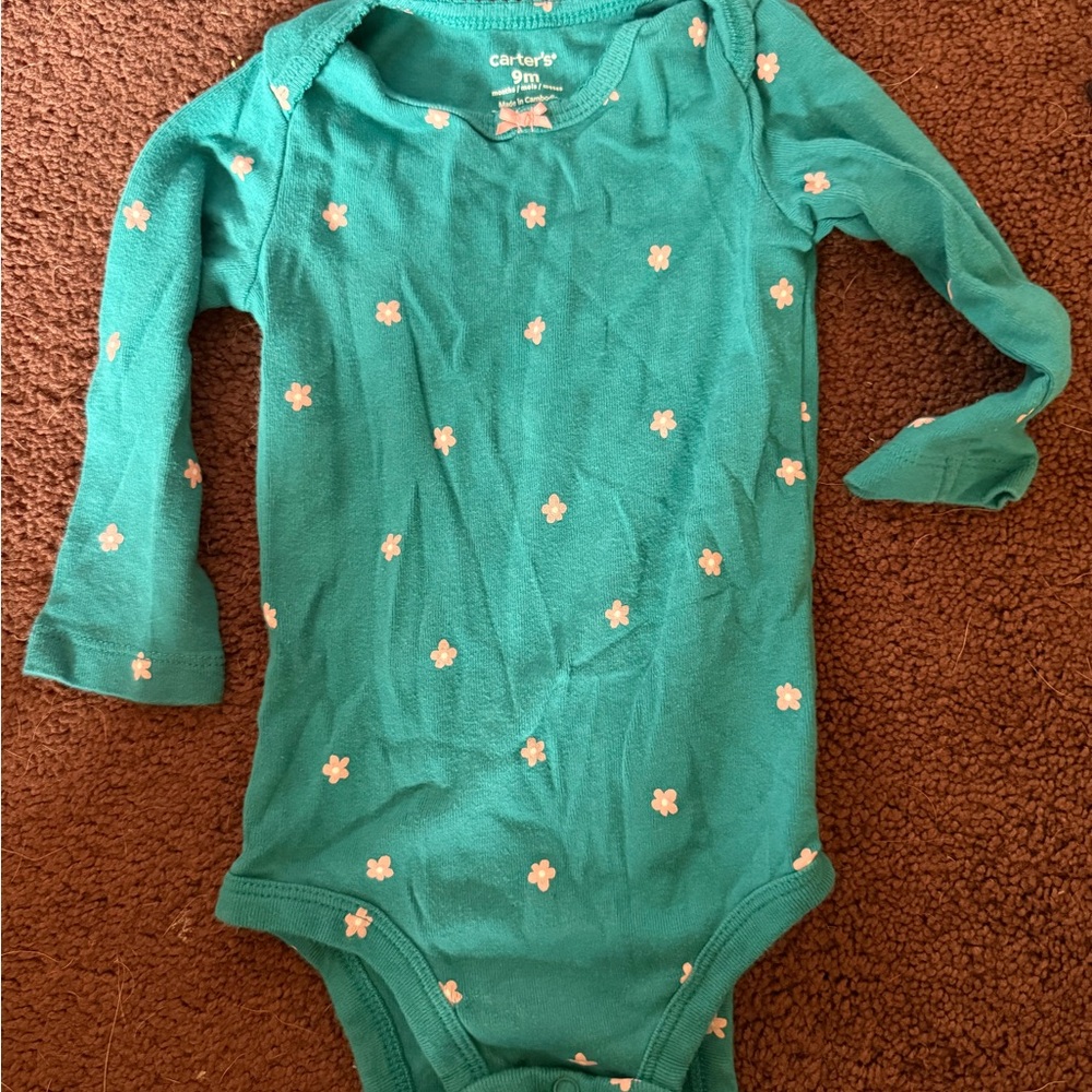 Carter's Teal and White Floral Bodysuit